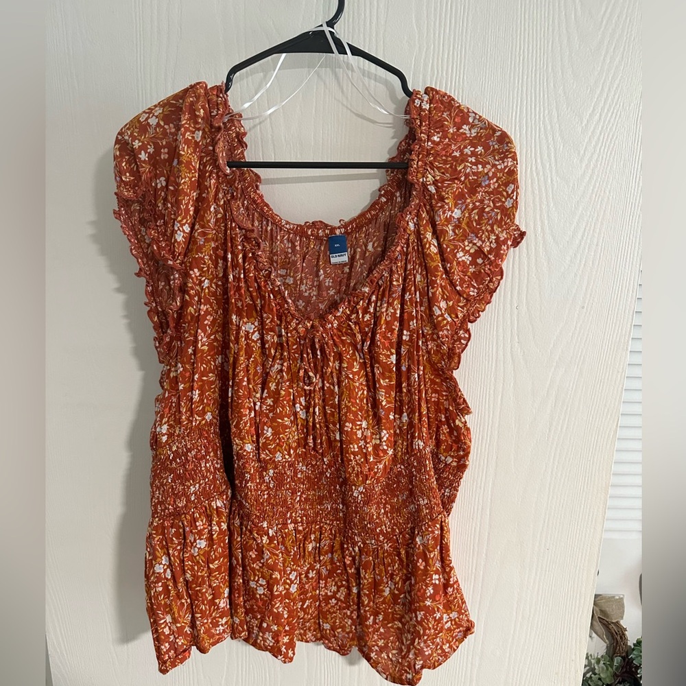 Old Navy XXL Short Sleeve Blouse, Burnt Orange Colored